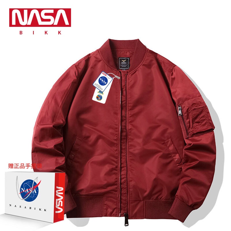 JACKET BOMBER NASA BIKK Yuwenle MA1 Pilot Jacket Men's Couple Dress Plush Thicked Loose Bomber Coat