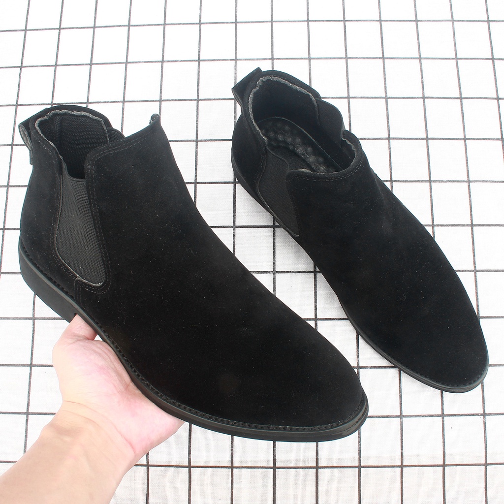 Sepatu Boots Pria New Autumn and Winter Men's High Top Leather Large 45 Pointed Short 46 British Mar