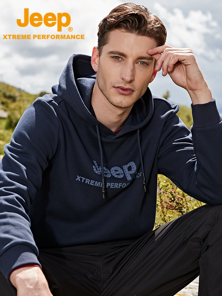 Jeep gugur musim dingin baru warna murni topi baju pria kasual longsize lengan panjang t-shirt atas