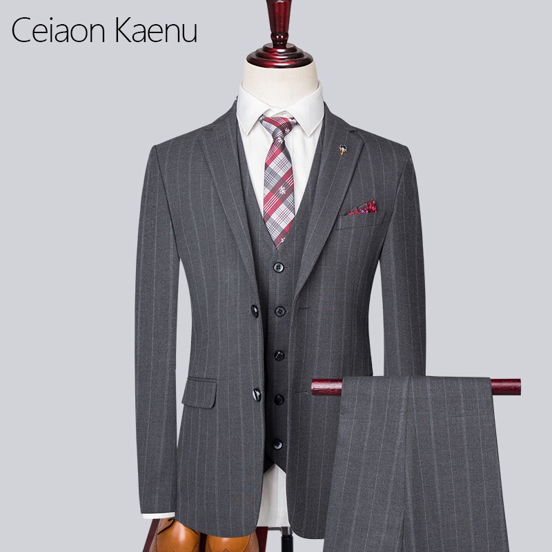 Setelan Jas Celana Pria Gratis Ongkir  Premium Musim gugur Suit Baru Set untuk pria terbaik Pernikah