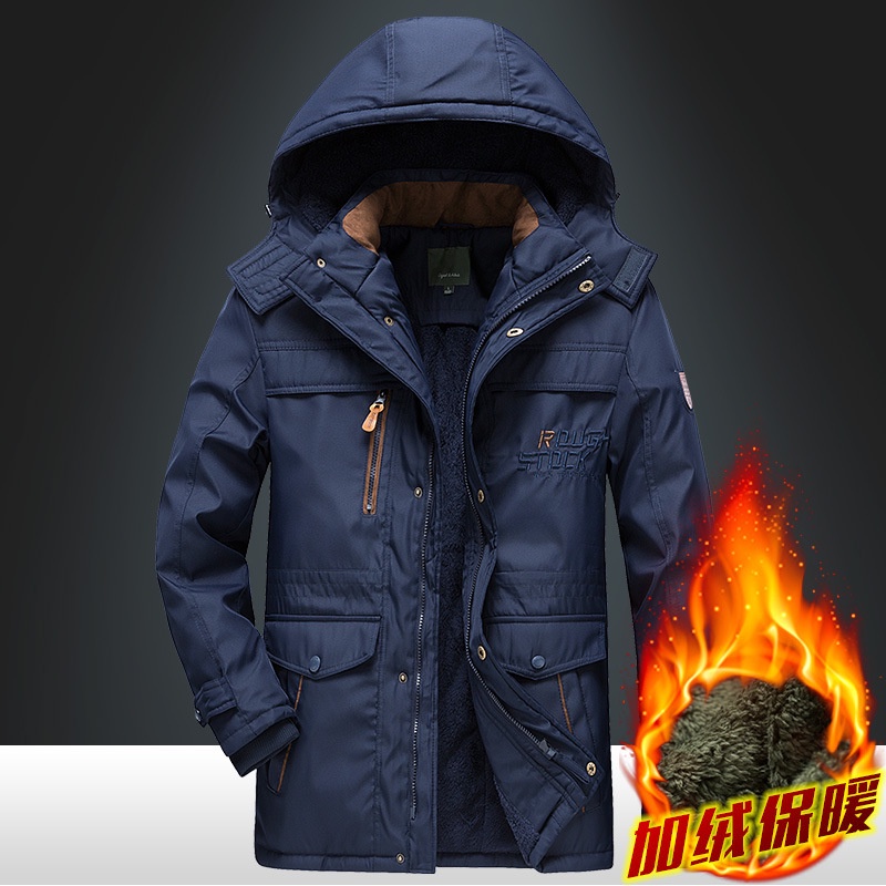 Mantel musim dingin baru terlepas memakai laki-laki panjang tengah besar plush dan tebal 8186 jaket 