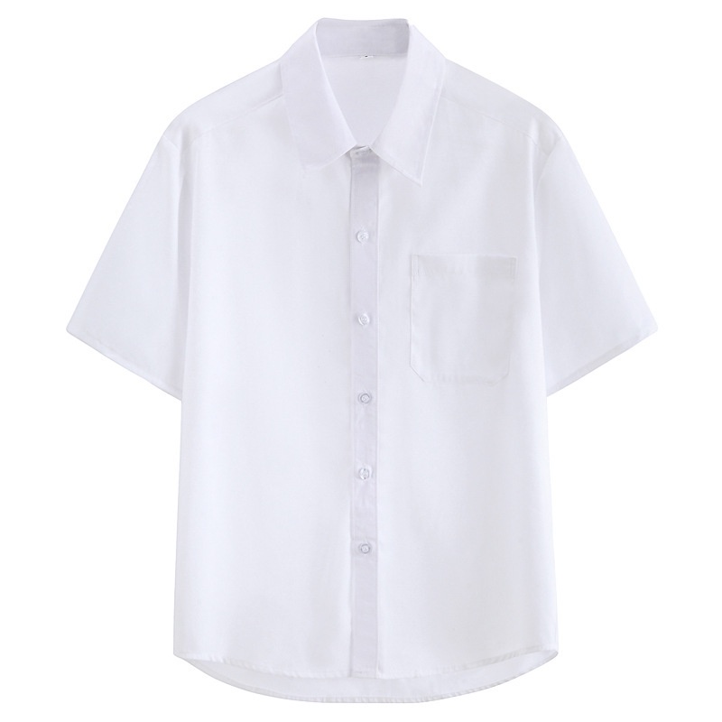 Kemeja pria lengan pendek JK Uniform Academy Style DK Uniform White Shirt Men's Loose Pointed Neck S