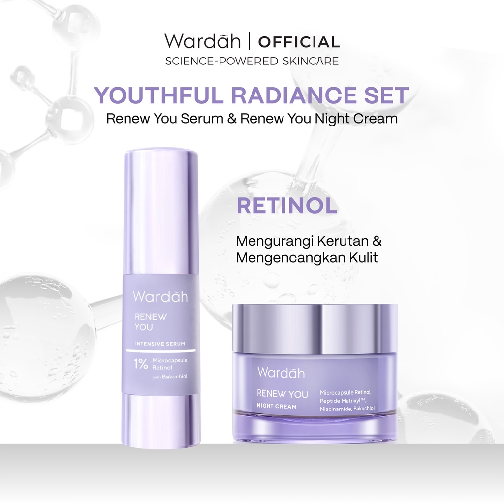 Wardah Renew You [2 pcs] Paket Anti Aging - Serum + Night Cream - FREE Day Cream