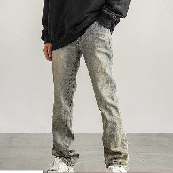 CELANA JEANS PRIA BLACK OF EXIT High street style yellow slightly elastic fit micro horn jeans China