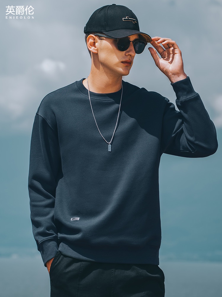 switer cowok keren  Yingjuelun 370 g berpeluang, bunga semi dan bundar leher, musim gugur panjang le