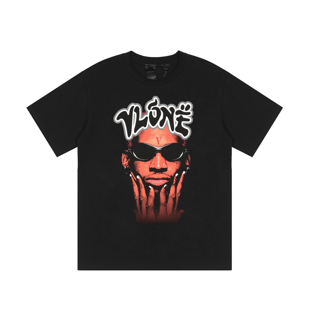 VLONE JERRY ROD-MAN T-SHIRT BLACK  White Portrait Short sleeved T-shirt tee