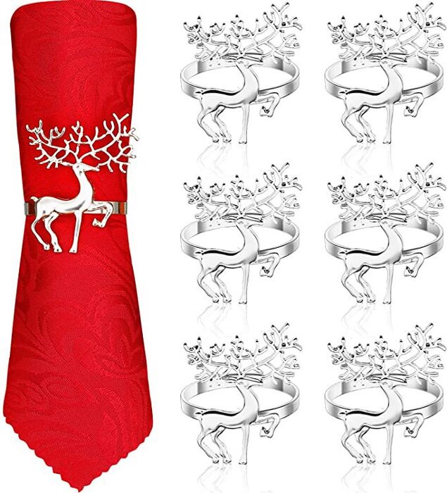 Dekorasi Cantik  Hotel meja Natal Elk buckle logam napkin cloth ring  Murah