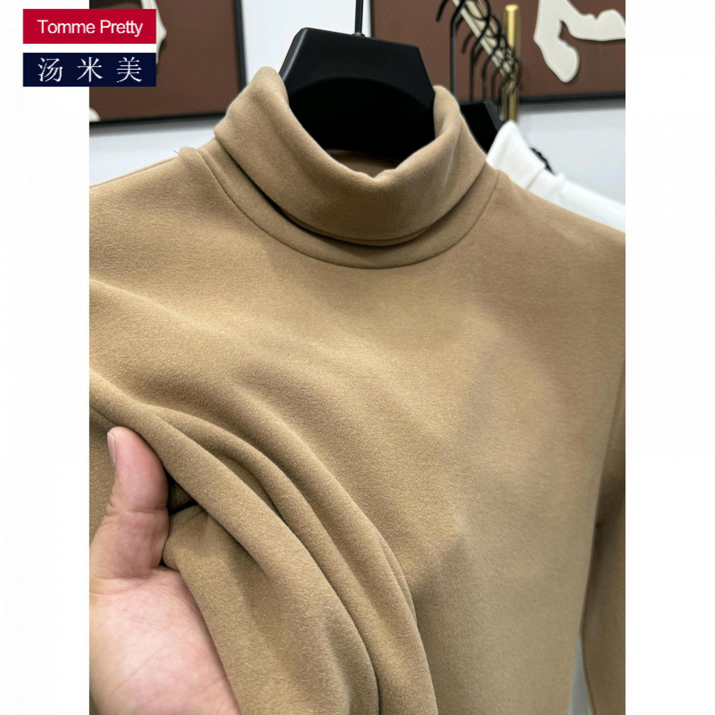 Kaos  Kaos bawah leher tinggi gugur musim dingin tebal panas atas dual wajah plush baju pria high-en