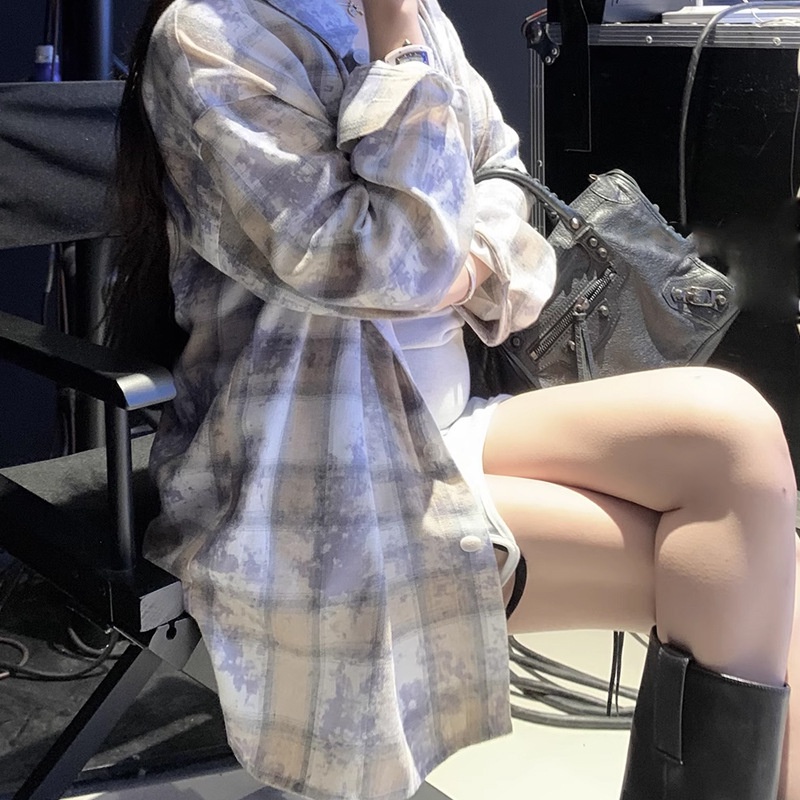 Kemeja Wanita Gaya Korea Pakaian dasi ungu berwarna merah untuk musim gugur/musim dingin 2023 Import