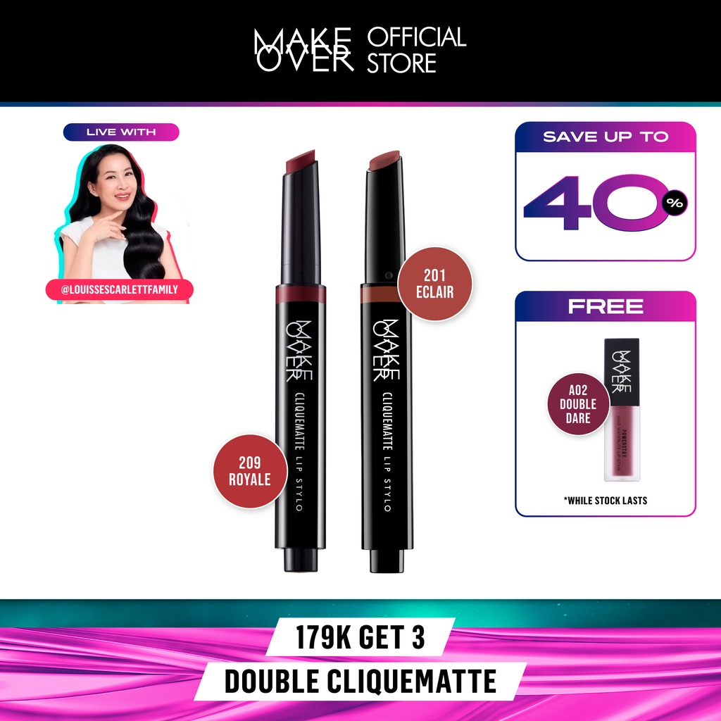 [179K GET 3][SPECIAL MAMI LOUISSE] Double Make Over Cliquematte FREE Vivid Lip Stain