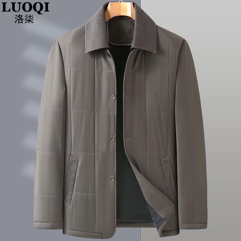 jacket pria keren  Jaket laki-laki besar, pria ayah tengah usia longgar, lapel, gemuk, ukuran, gugur