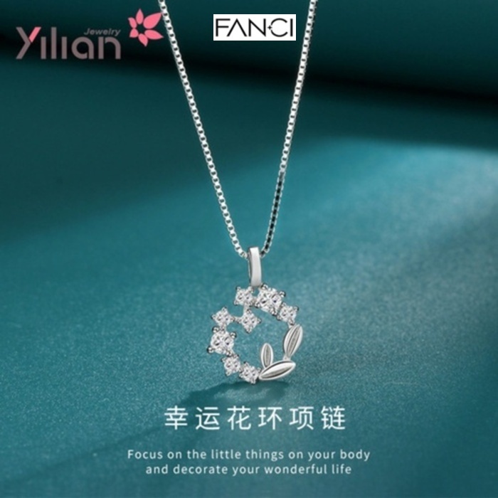 Kalung perak murni Cincin Bunga Beruntung, Kalung Perak Sterling, Luxury Cahaya Wanita, Versatil, Ke