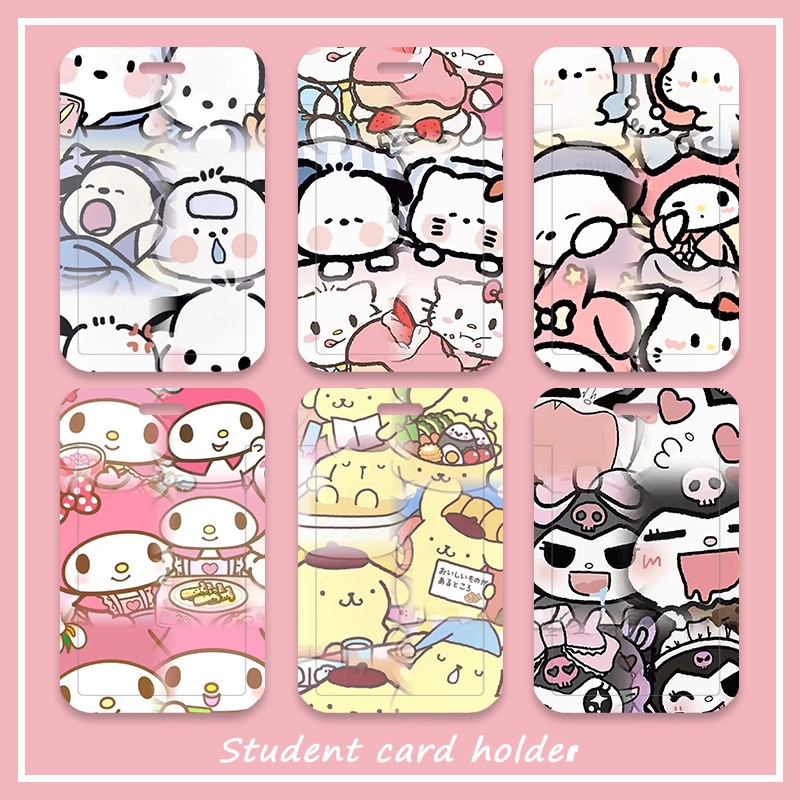 

ID Cart Sanrio Pacha Dog Kuromi Set Meal Bus ID Protection Set, Access Card, Campus Card Motif Terbagus