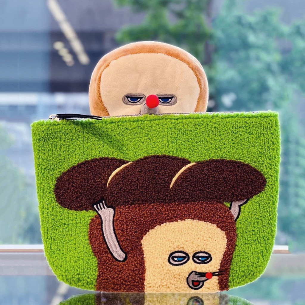 

Kotak Pensil Lucu Jepang roti pencuri bulu bordir kosmetik kartun lucu tangan memegang ritslet handuk kertas tas kantor Import