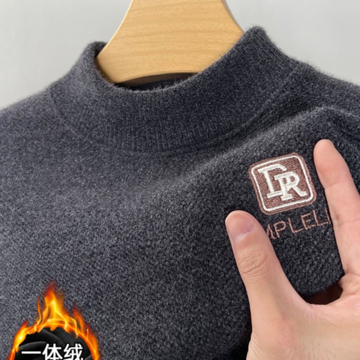 sweter pria keren  Setengah leher Chenille tinggi untuk pria dengan dan tebal integrat plush jaket h