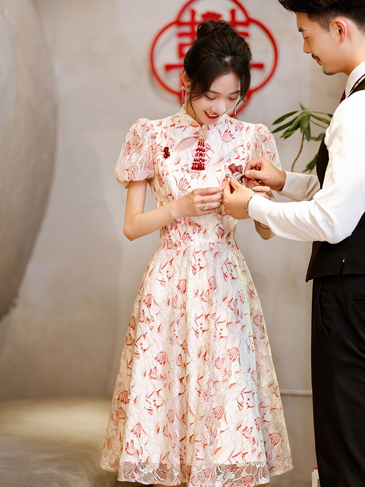 Perbaikan Qipao dalam pakaian Toast Pernikahan baru Cina Pernikahan Pernikahan Pernikahan Pernikahan
