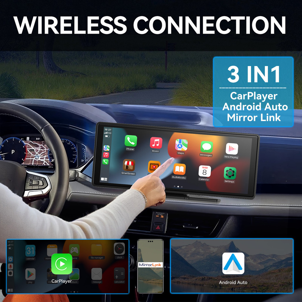 Universal Portable Mobil, Radio Mobil Multimedia WIFI Video Player Layar Carplay nirkabel untuk Appl