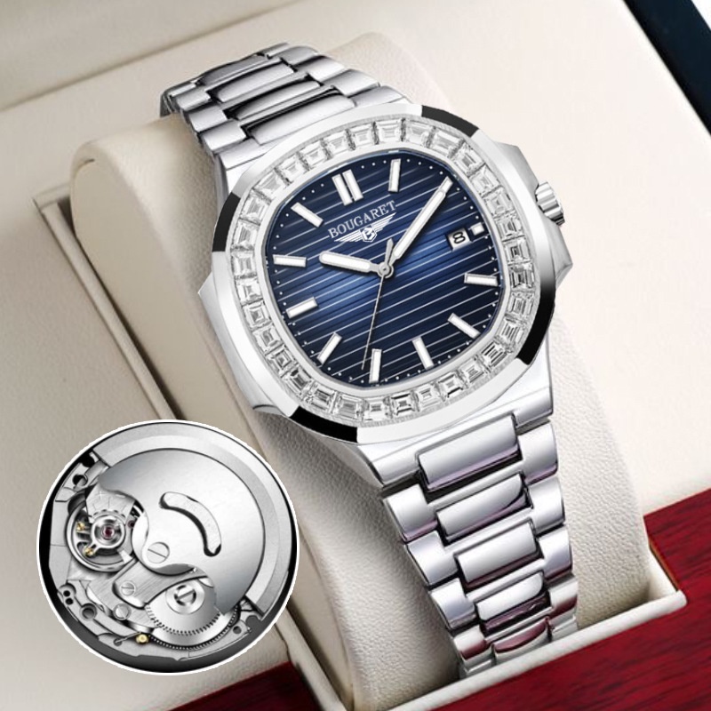 Jam Tangan Pria Tanda Parrot dan Conch Watch Anti Fake Mechanical Night Light Waterproof Square Men'