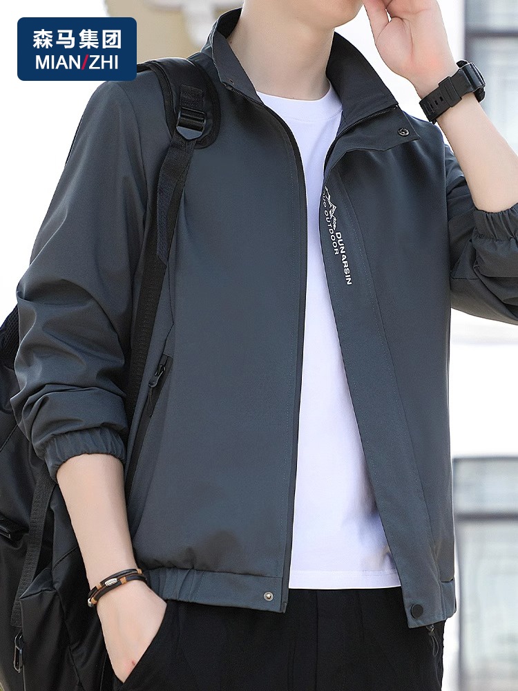 JACKET BOMBER Senma musim gugur jaket pria tipis berdiri collar musim semi baru dan musim gugur bias