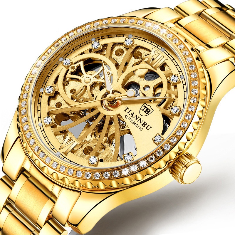 Jam Tangan Pria Jam mekanik lengkap otomatis untuk jam tangan laki-laki, tourbillon, terowong keluar