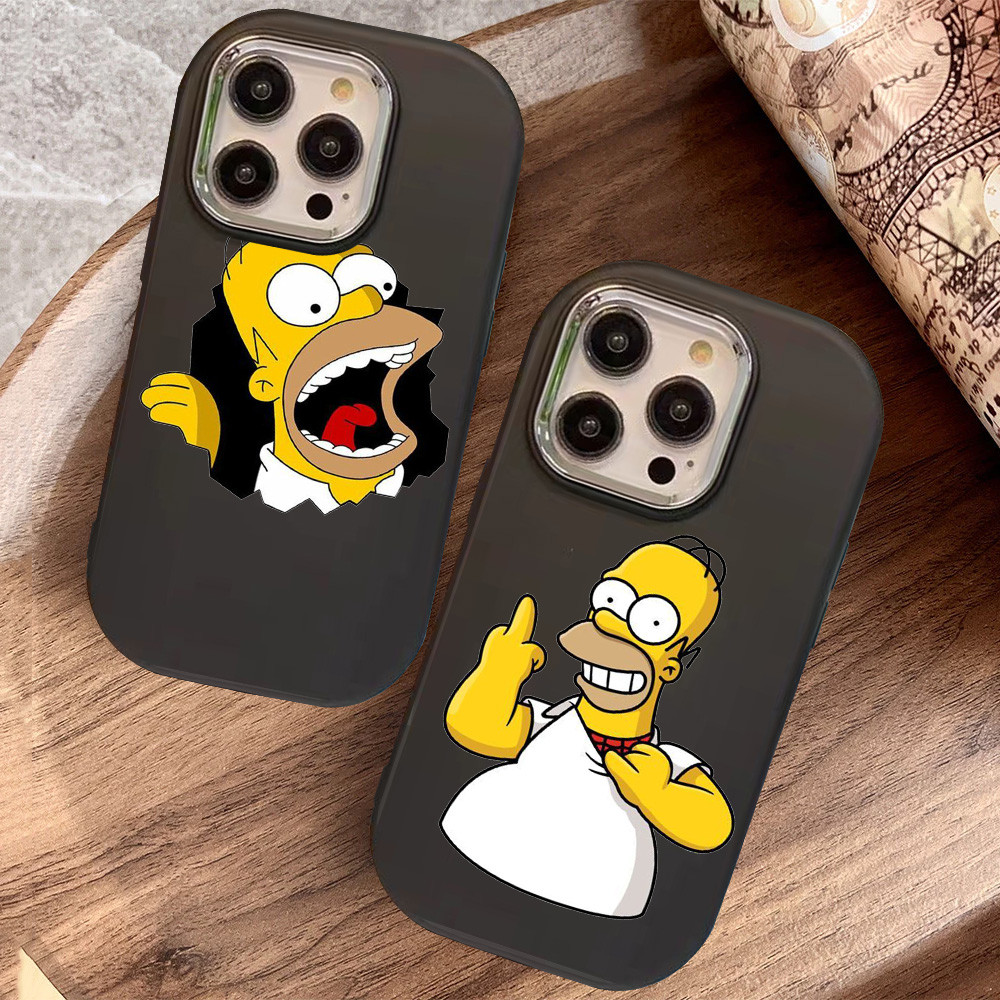 O-107 Simpson Hitam Silikon Casing untuk Realme 11 Pro C11 N53 C55 C67 C65 C63 C61 Note 50