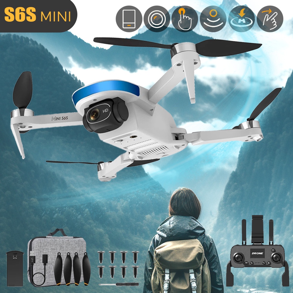 EIS Electronic Image Stabilisation S6S Mini kamera 4k Dual Lens profesional drone dengan gps