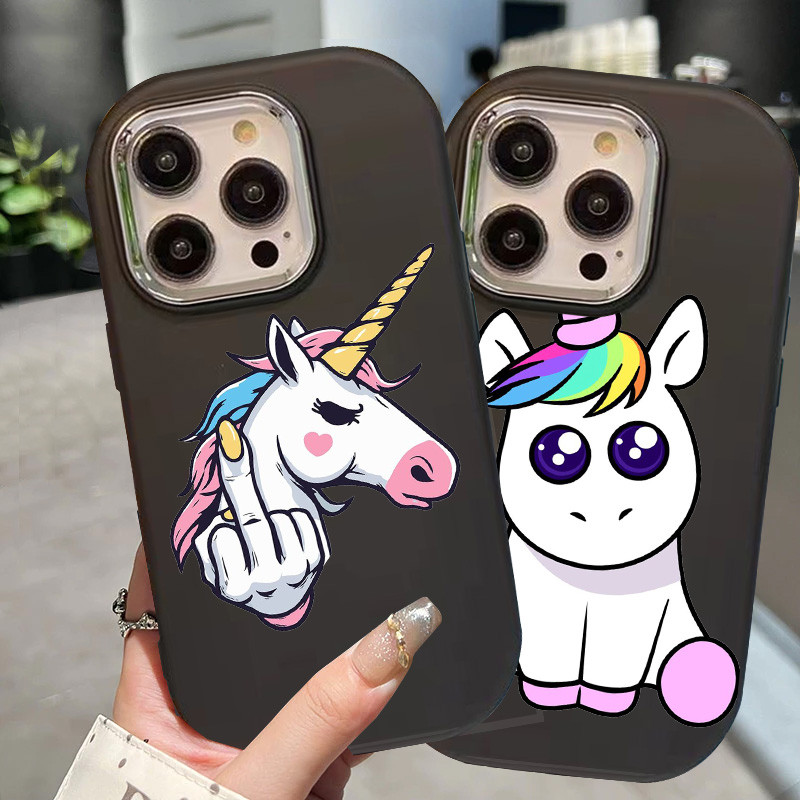 O-103 Unicorn Hitam Silikon Casing untuk Realme 11 Pro C11 N53 C55 C67 C65 C63 C61 Note 50
