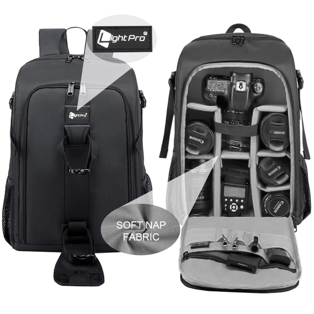 Kamera Fotografi Kapasitas Besar Bahu Tahan Air Tas Ransel Tripod DSLR Video w / Penutup Hujan untuk