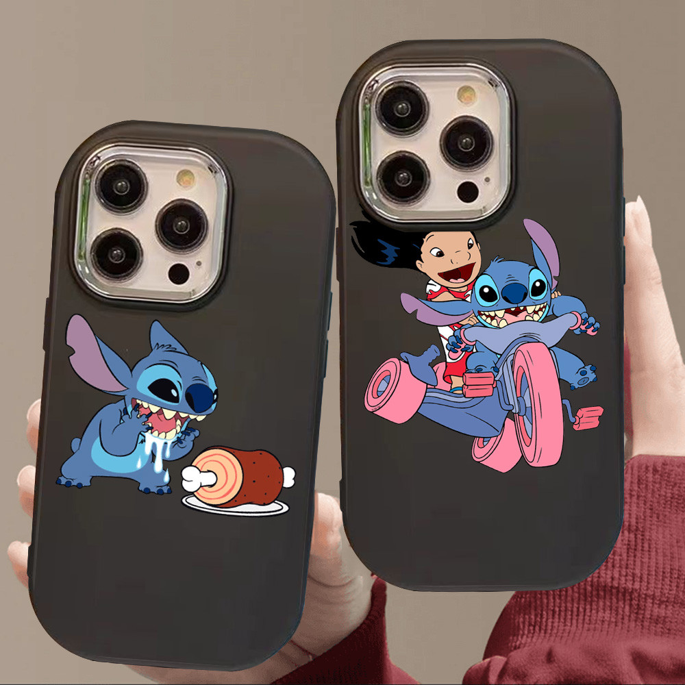 O-52 stitch & Lilo Hitam Silikon Casing untuk Realme 11 Pro C11 N53 C55 C67 C65 C63 C61 Note 50