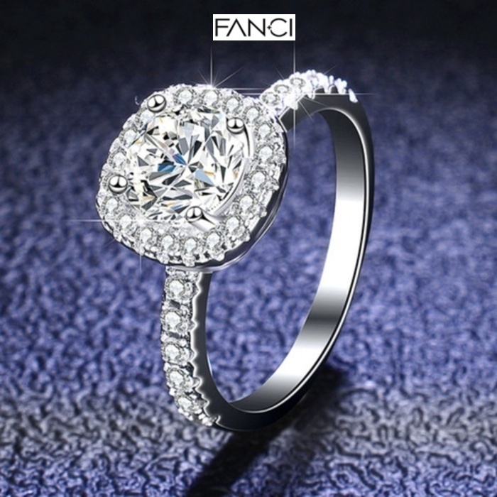Cincin moissanite S Sterling Silver Plated pt950 Gold Female 1 Carat Four Claw Square Wrapped Moissa
