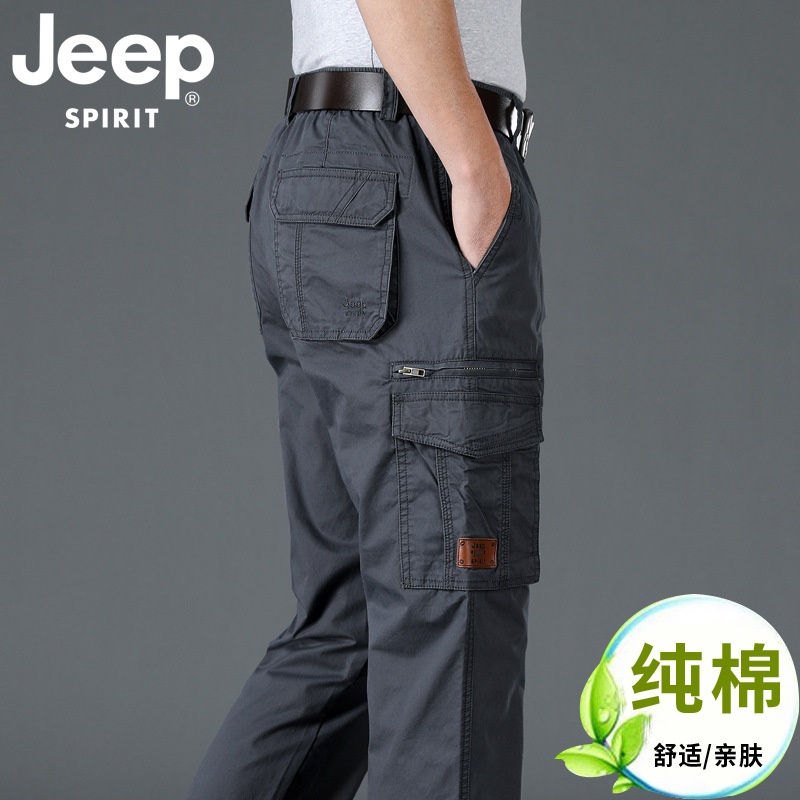 Celana Panjang Kantor Pria PremiumJEEP SPIRIT Musim panas Cotton tipis Multi Pocket Kasual Celana Pr