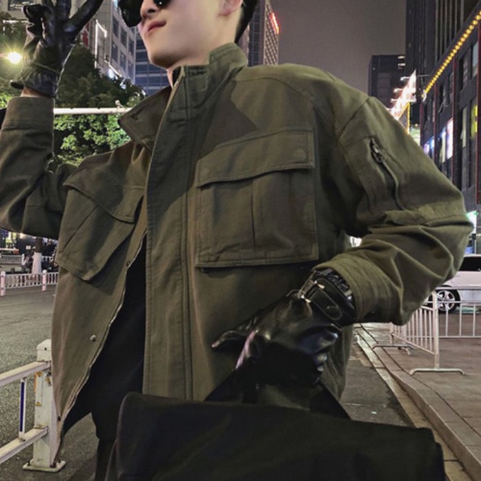 jaket cowok keren  kerja, menandai fashion pria, dingin, ruffian tampan, perasaan tinggi, pakaian la