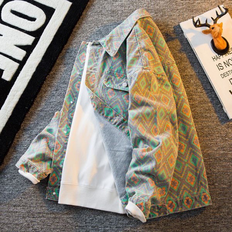 Jaket Pria [New Trend]  Versi Korea jaket bunga bunga denim, musim semi pria dan musim gugur brand r