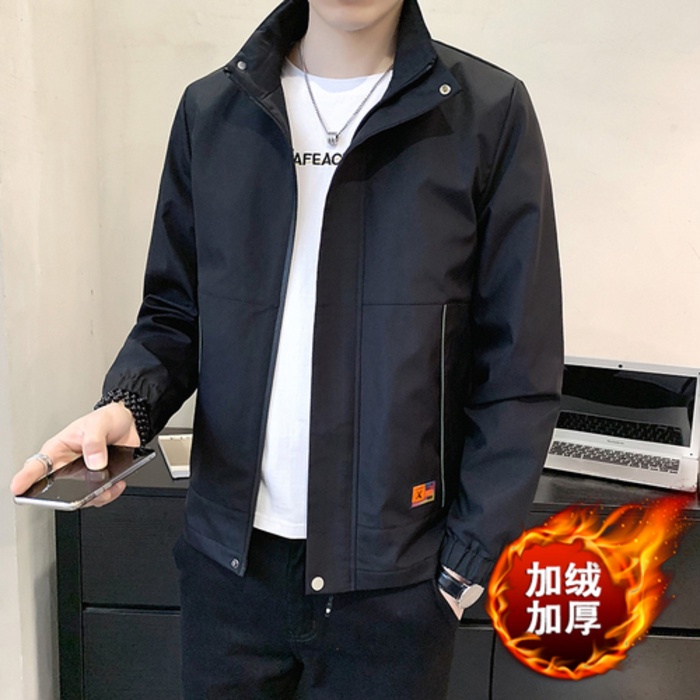 Jaket Pria Beludru Musim Dingin Kantor Outer Pria Penghangat