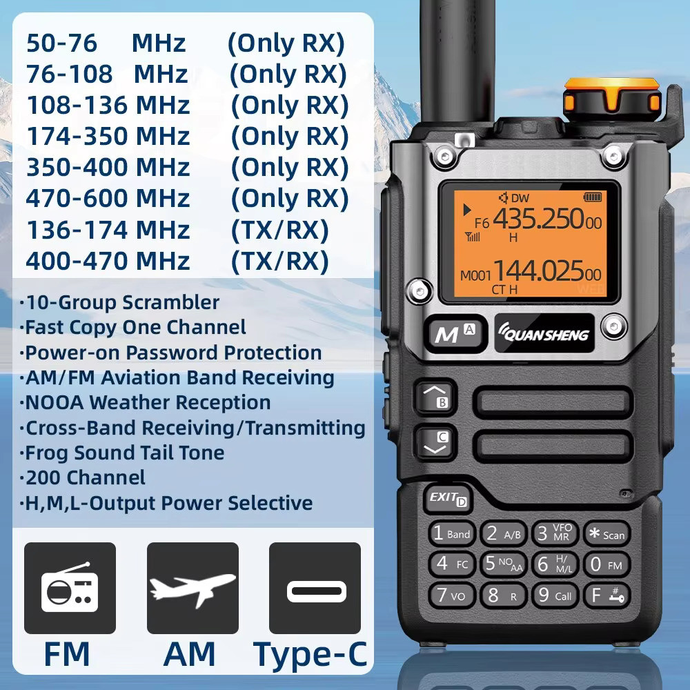 Quansheng UV K5 (8) Walkie Talkie Portable Am Fm Dua arah Radio Komutator Stasiun Amatir Ham Wireles