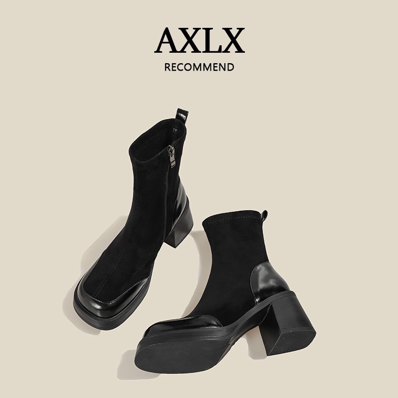 Sepatu boots wanita High Heel Martin Boots Wanita New Spring and Autumn Season Thick Heel Spring and