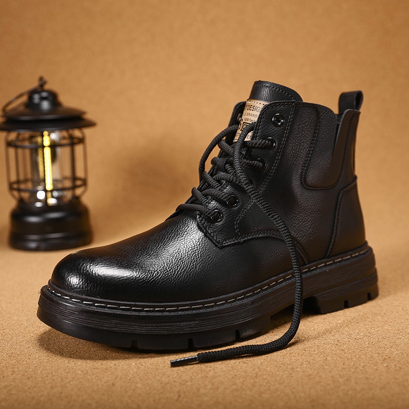 Sepatu Boots Pria Martin 2023 New Winter Casual British Style High Leather Shoes Men's Heightened Me