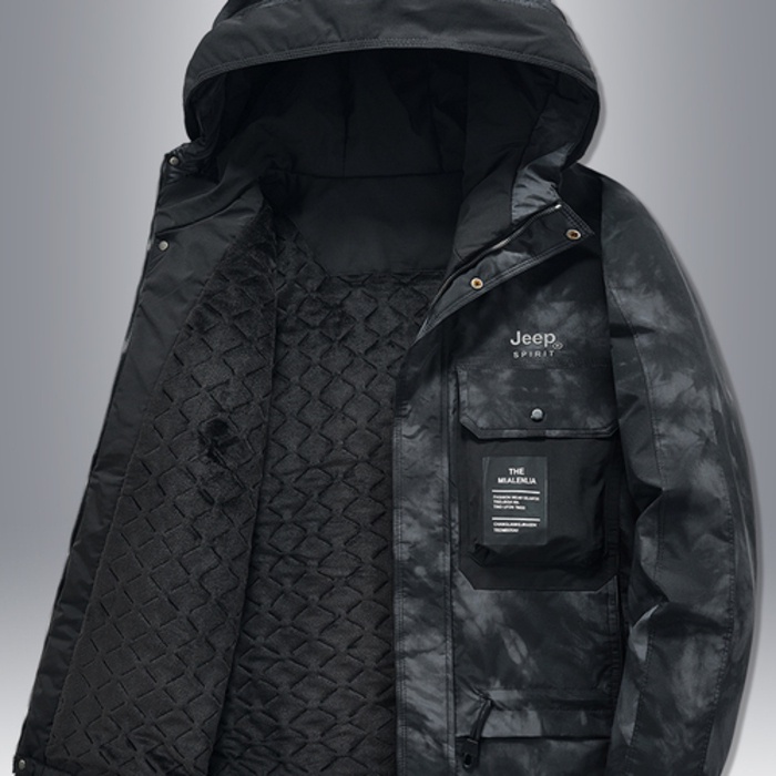 jaket waterproof pria  Pakaian kerja JEEP untuk musim dingin laki-laki terlalu besar kapas longgar d