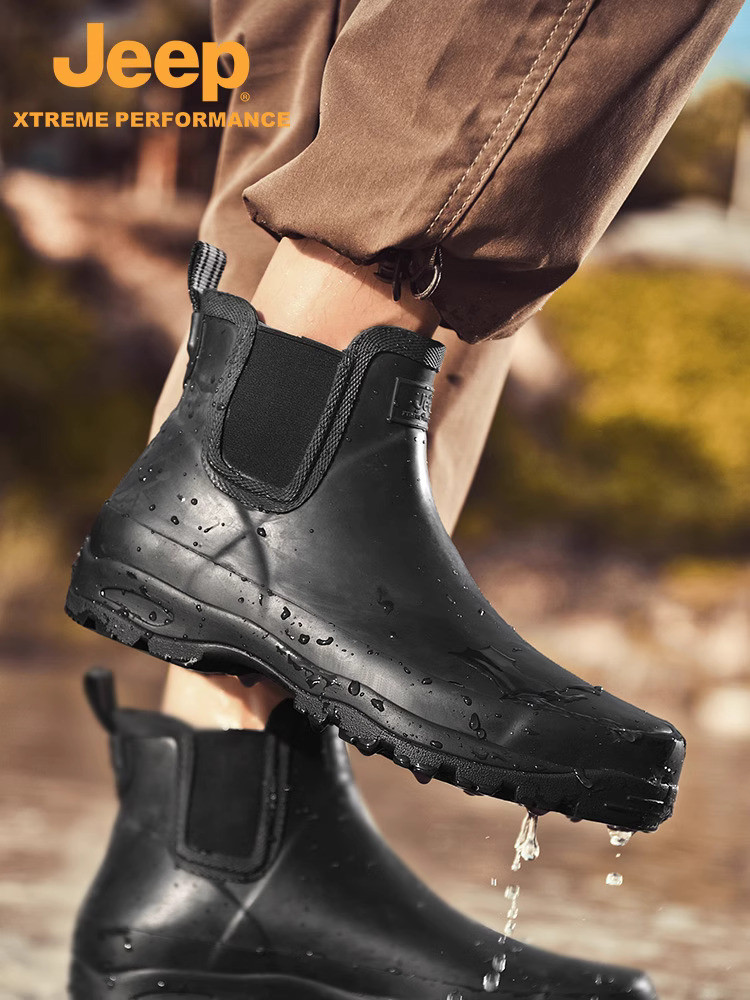 Jeep baru hujan santai pria dan wanita anti-slip berjalan kaki luar ruangan sepatu tahan air klasik 