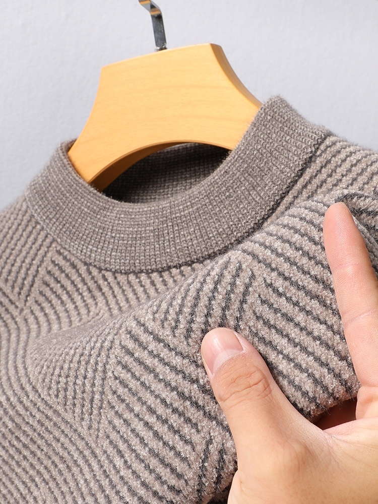 Sweater Pria Chenille Tebal Kerah Tinggi Musim Dingin