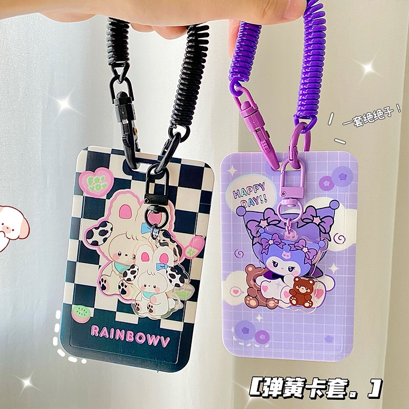 

ID Cart Creative Student Campus ID Dining Access Control Set with Spring Line Work Permit Card Motif Terbagus