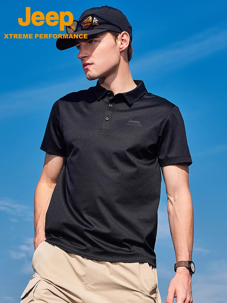 Jeep flagship store UPF50 + kemeja polio pelindung matahari di luar ruangan menghisap kelembaban T-s