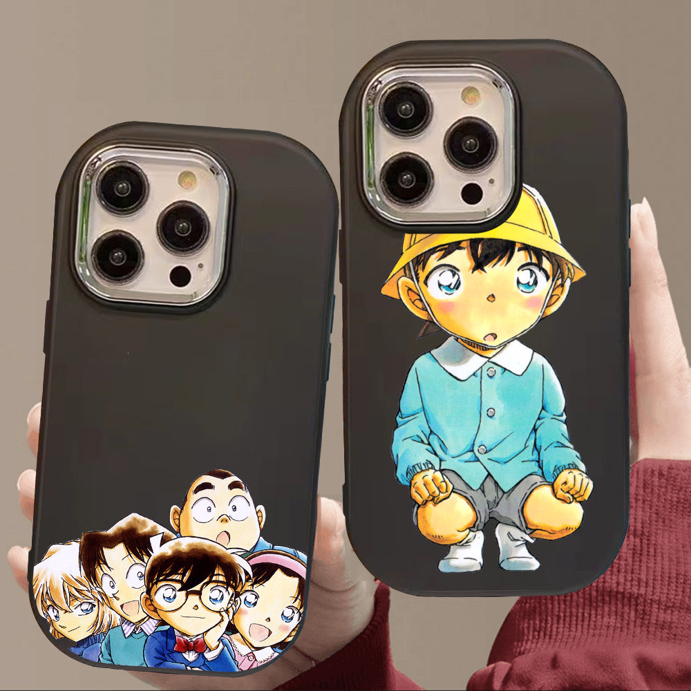 O-48 Detective Conan Hitam Silikon Casing untuk Realme 11 Pro C11 N53 C55 C67 C65 C63 C61 Note 50
