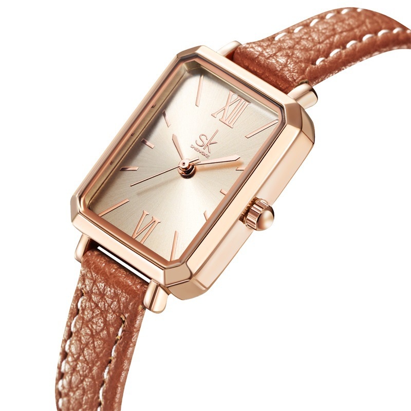 Jam Tangan Wanita SK Shengke Women's Watch niche high-end merasa sedikit coklat empat menonton wanit
