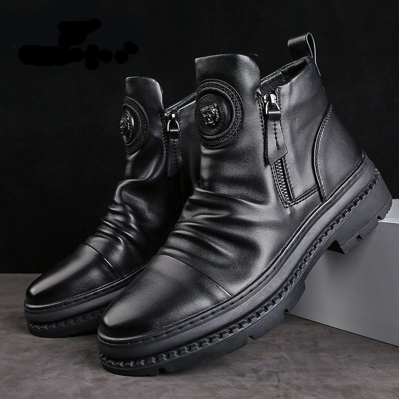 2023 Musim gugur High Top Versatile Zipper Korea Edition Martin Boots Men's Casual Shoes