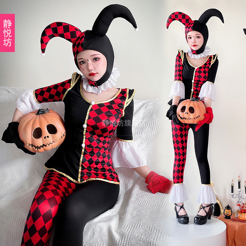 Kostum Cosplay Wanita     Sirkus badut bermain Halloween dewasa setan penyihir cos ratu lucu pertunj