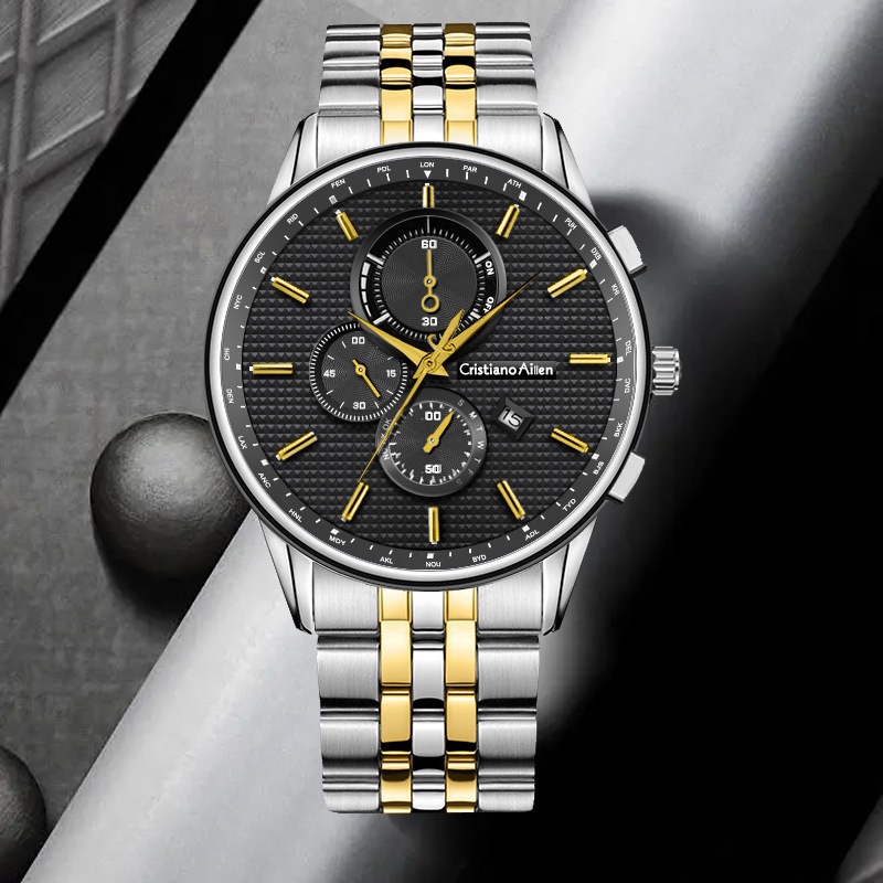 Jam Tangan Pria Tanda kalender minimalis klasik dial jam tangan mekanik tidak otomatis pria fashionF