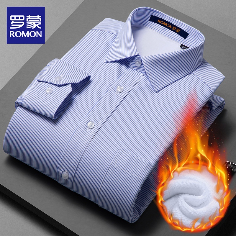 Kemeja pria  Romon Thicked Velvet Shirt untuk Men's Long sleeved Business and Casual Work Wear, Midd