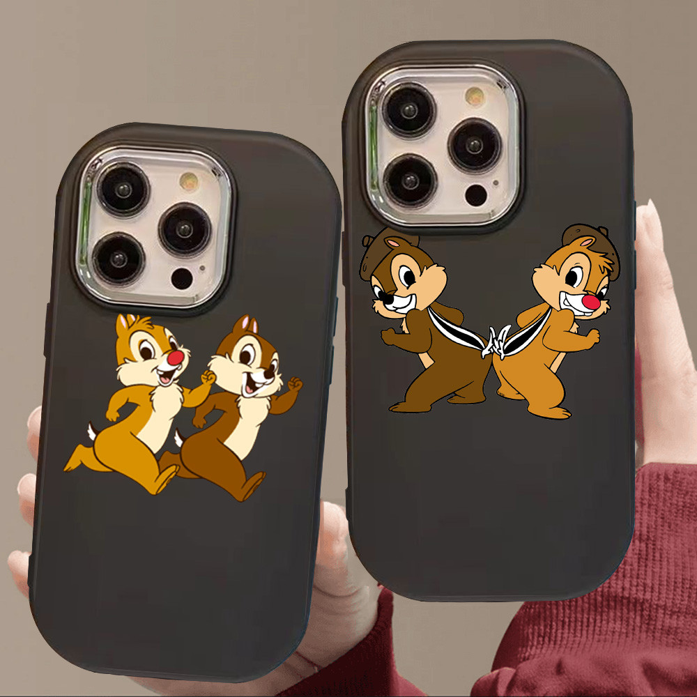 O-80 Cute Chip and Dale Hitam Silikon Casing untuk Xiaomi POCO M5S C50 14 M6 F6 14T Pro 5G Redmi K30