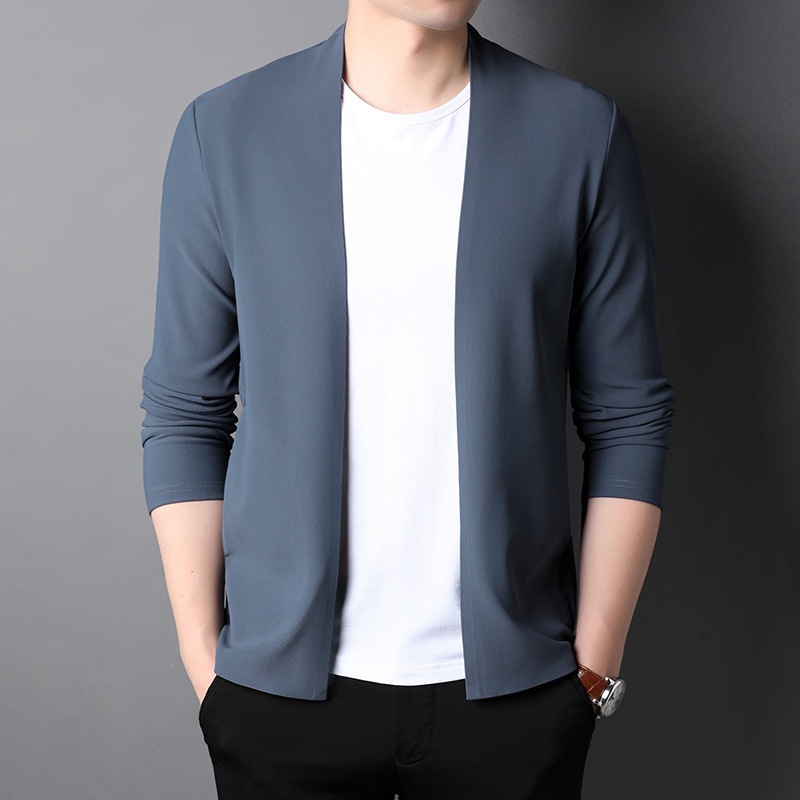 JACKET BOMBER Pria cardigan musim semi Korea Tenderasi muda warna yang kuat garis-garis pisau biasa 